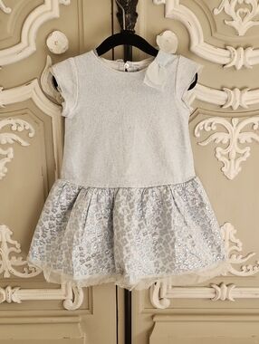 Simonetta Mini Girls Blue Sparkle Tulle Brocade Dress Size 18 Months